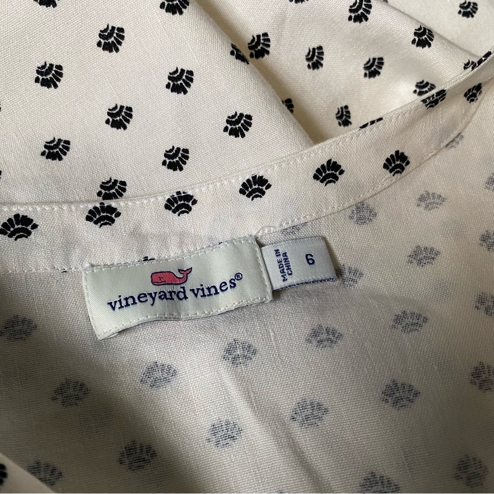 Women’s Vineyard Vines Linen blend tassel mini Dress preppy White Black size 6 - Picture 5 of 8